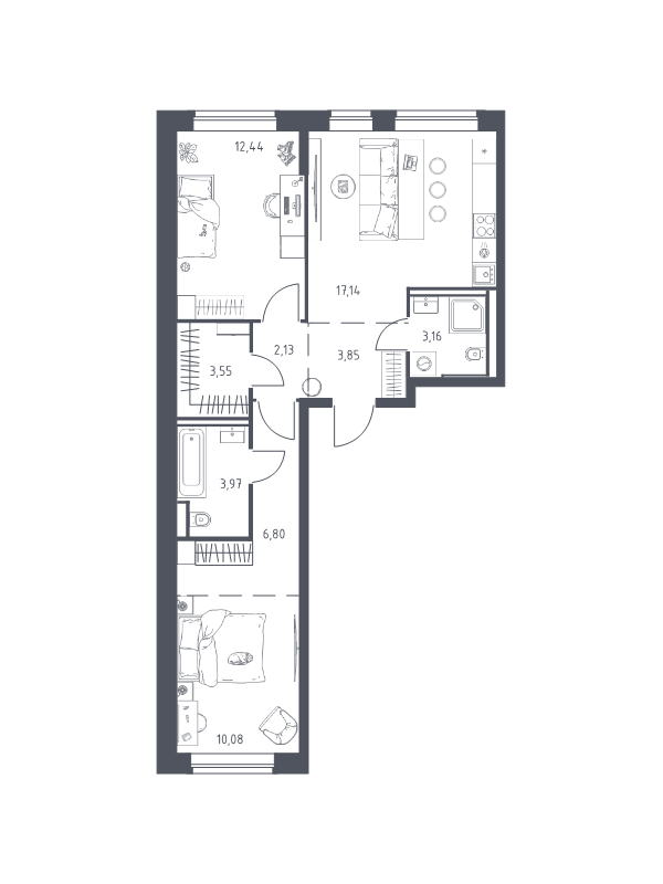 3 ккв (Евро) 63,1 м²