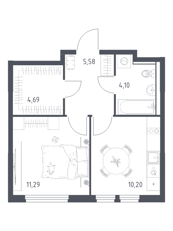 1 ккв 35,9 м²