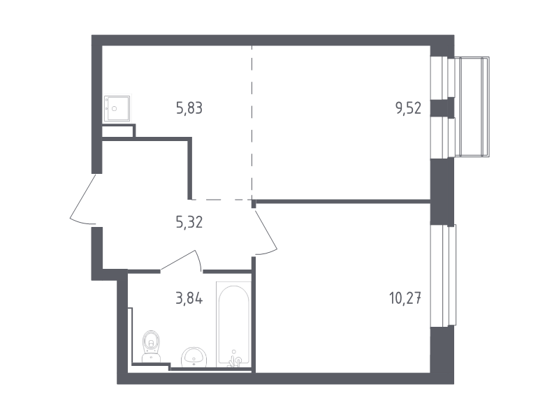 2 ккв (Евро) 34,8 м²