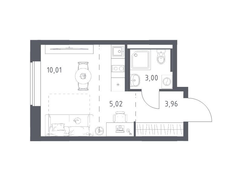 Студия 22 м²