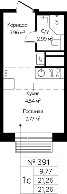 Студия 20,9 м²