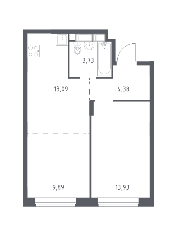 2 ккв (Евро) 45,4 м²