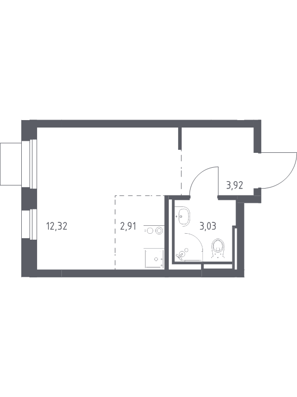 Студия 22,4 м²