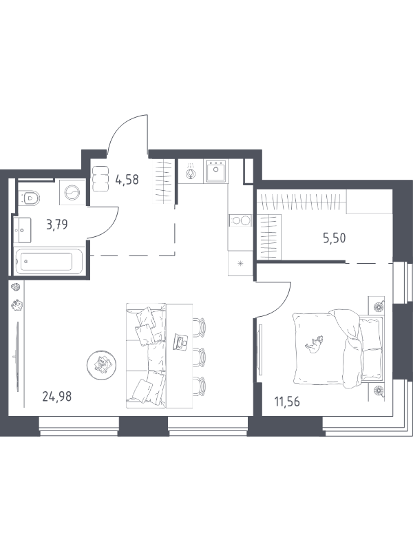 2 ккв (Евро) 50,4 м²