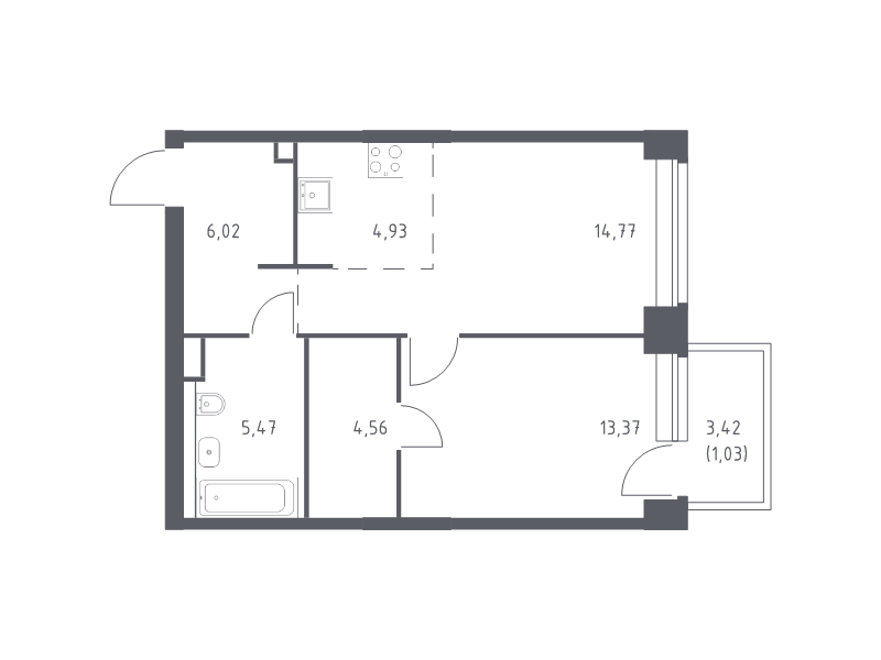 2 ккв (Евро) 50,2 м²