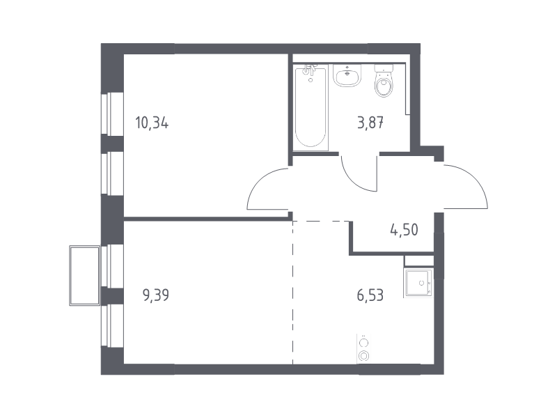 2 ккв (Евро) 34,6 м²