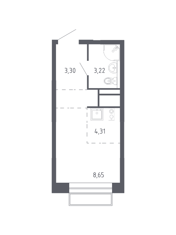 Студия 19,2 м²