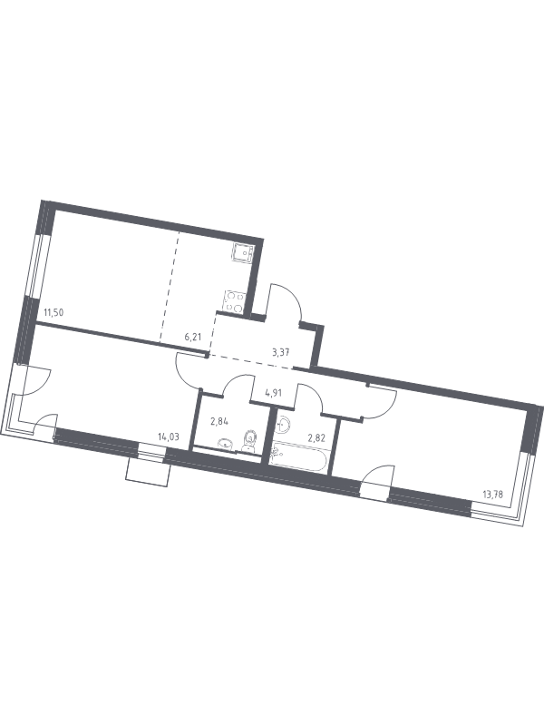 3 ккв (Евро) 59,5 м²