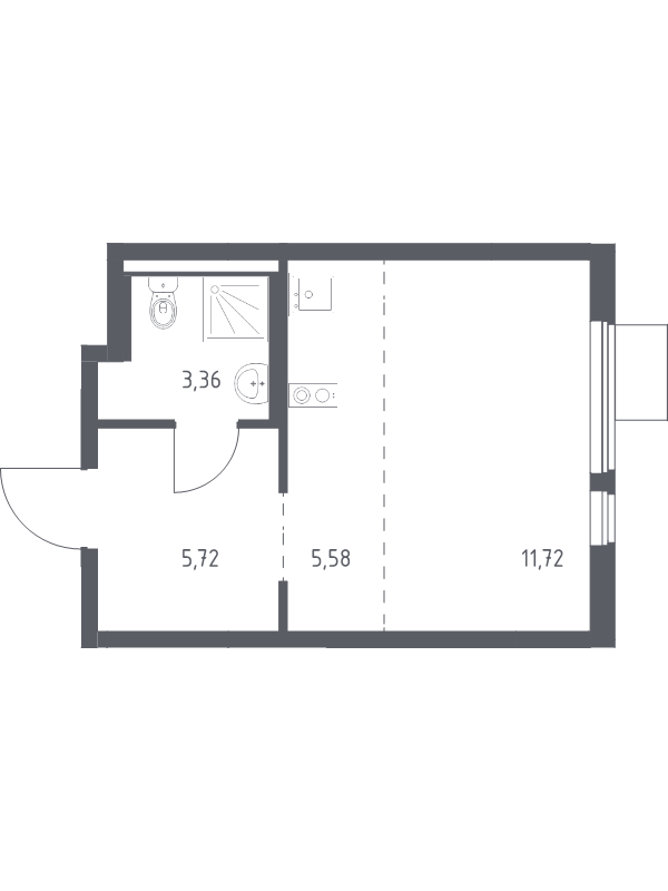 Студия 26,4 м²