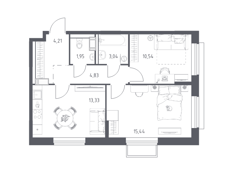 2 ккв 53,3 м²