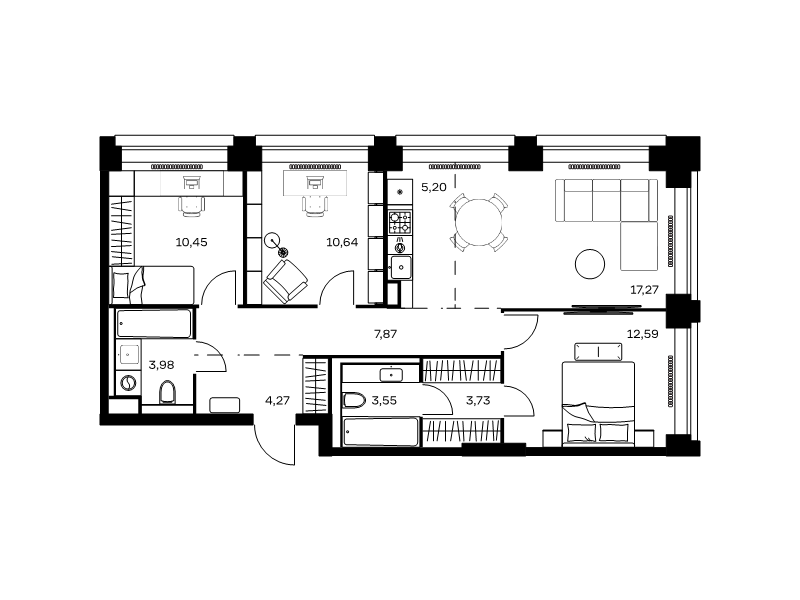4 ккв (Евро) 79,6 м²