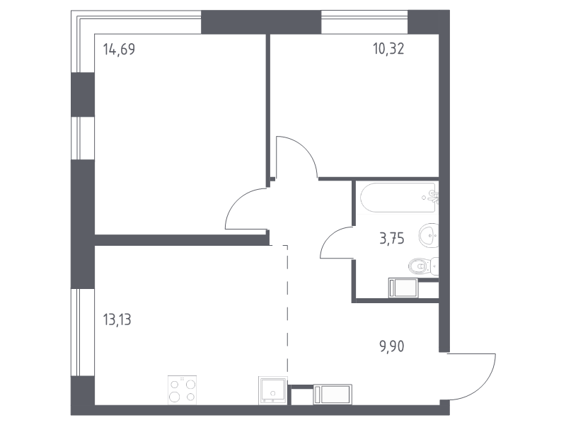 2 ккв 51,8 м²
