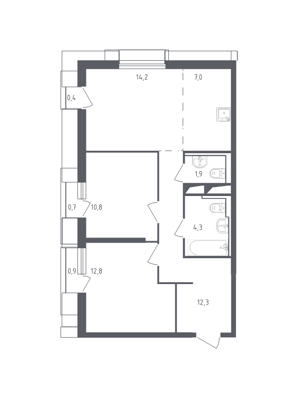 3 ккв (Евро) 65,1 м²