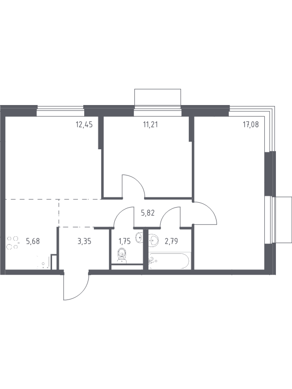 3 ккв (Евро) 60,1 м²