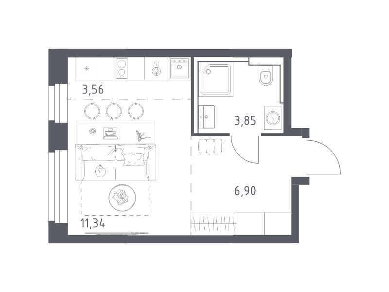 Студия 25,7 м²