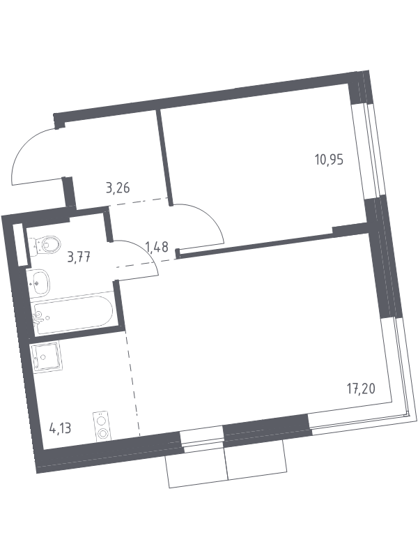 2 ккв (Евро) 40,8 м²
