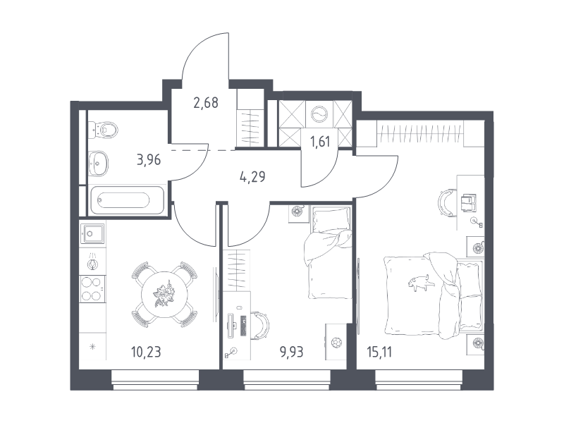 2 ккв 47,8 м²
