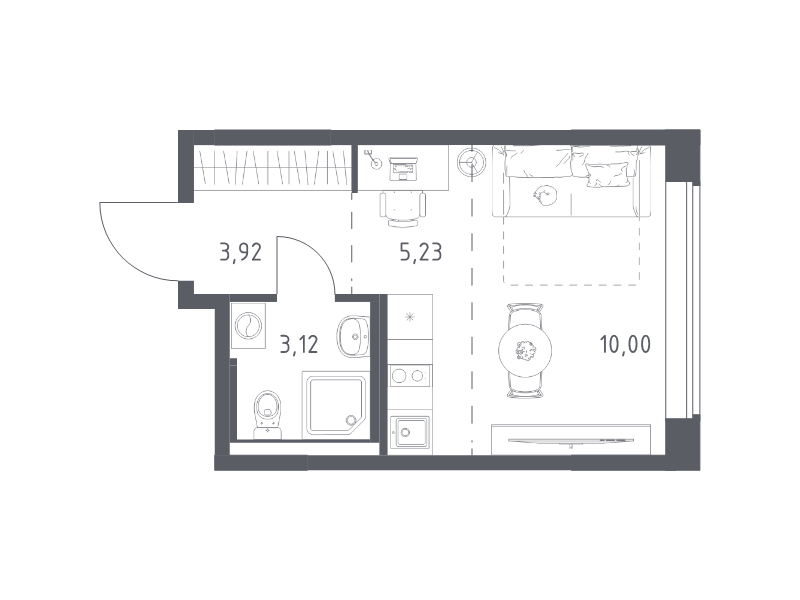 Студия 22,3 м²
