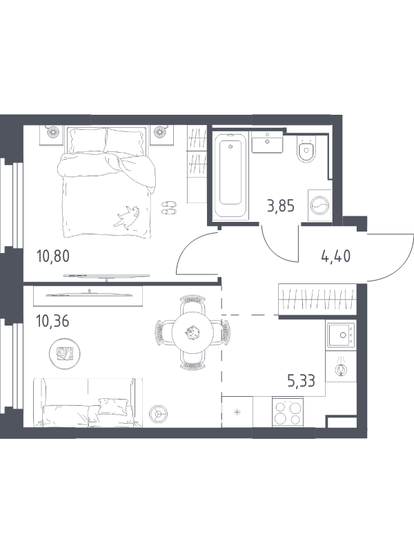 2 ккв (Евро) 34,7 м²