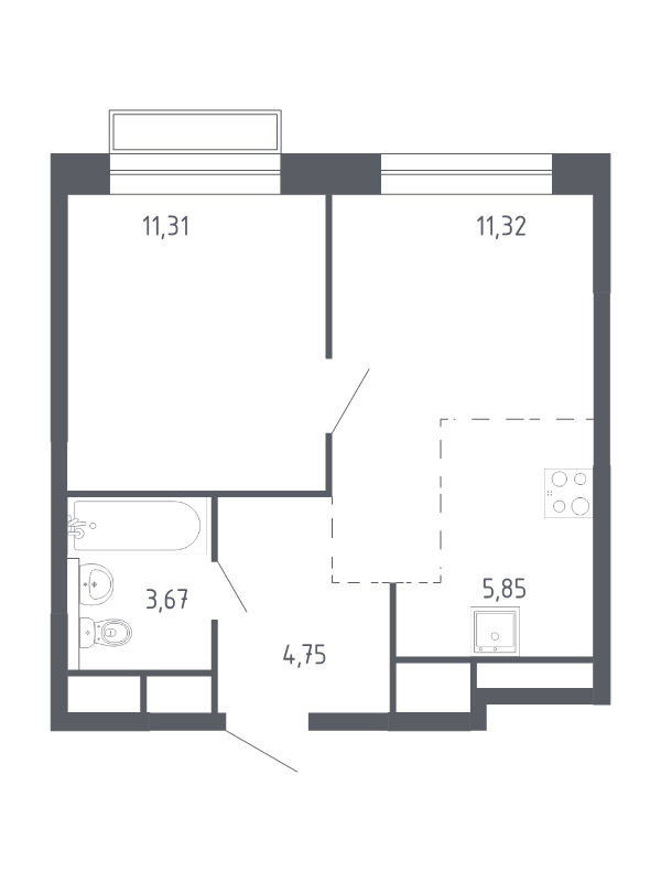 2 ккв (Евро) 36,4 м²