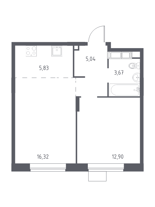2 ккв (Евро) 42,7 м²
