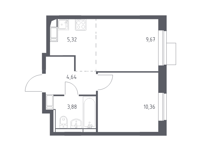 2 ккв (Евро) 33,9 м²