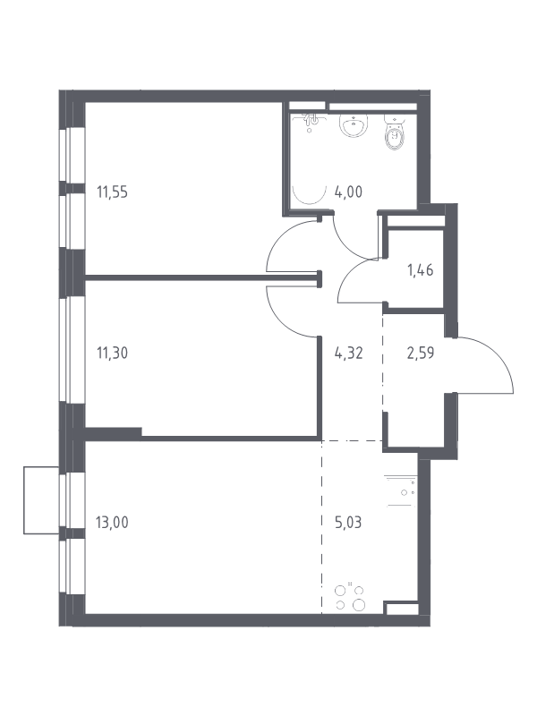 3 ккв (Евро) 53,3 м²