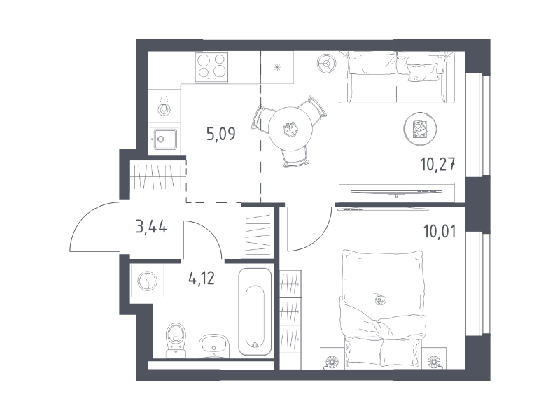 2 ккв (Евро) 32,9 м²