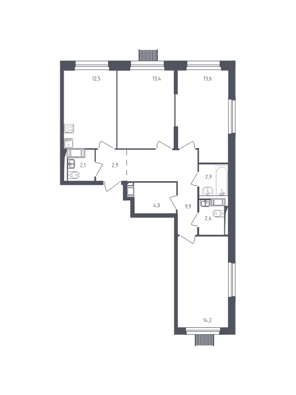 3 ккв 76,9 м²