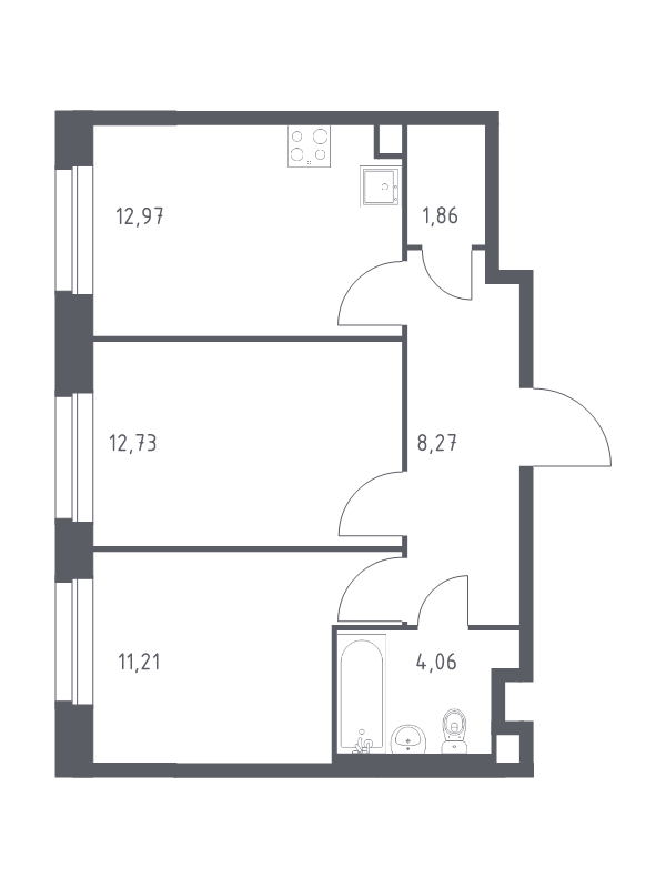 2 ккв 51,1 м²