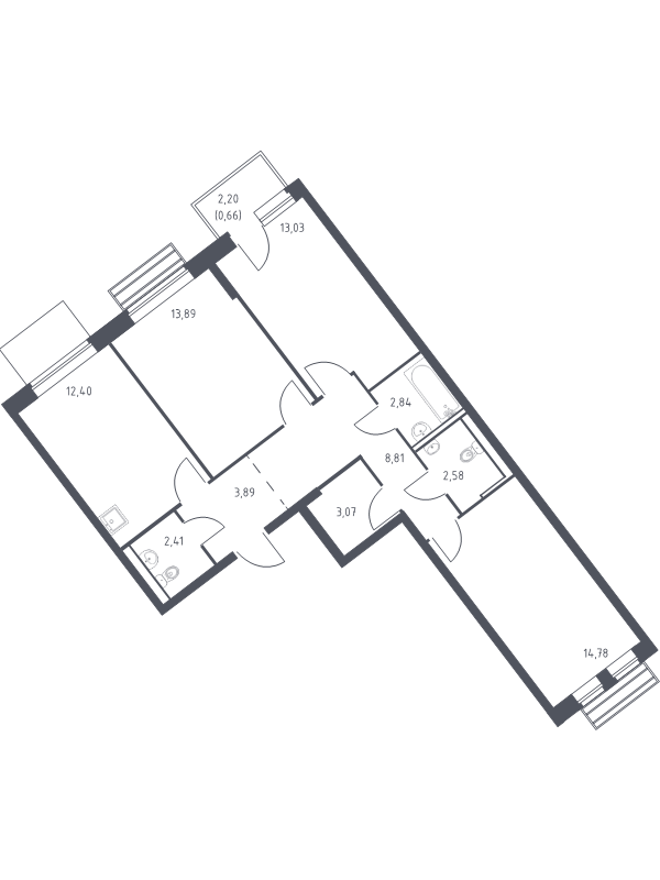 3 ккв 77 м²