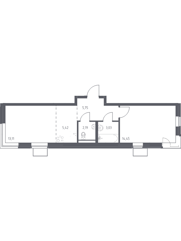 2 ккв (Евро) 44 м²