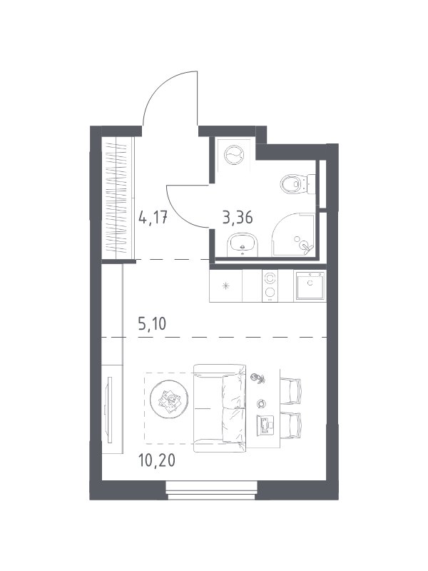 Студия 22,8 м²