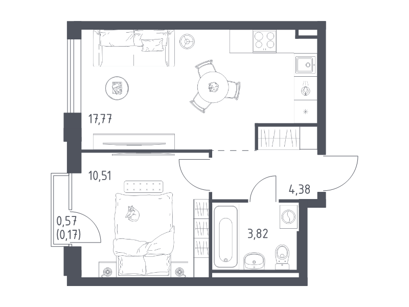 2 ккв (Евро) 36,7 м²