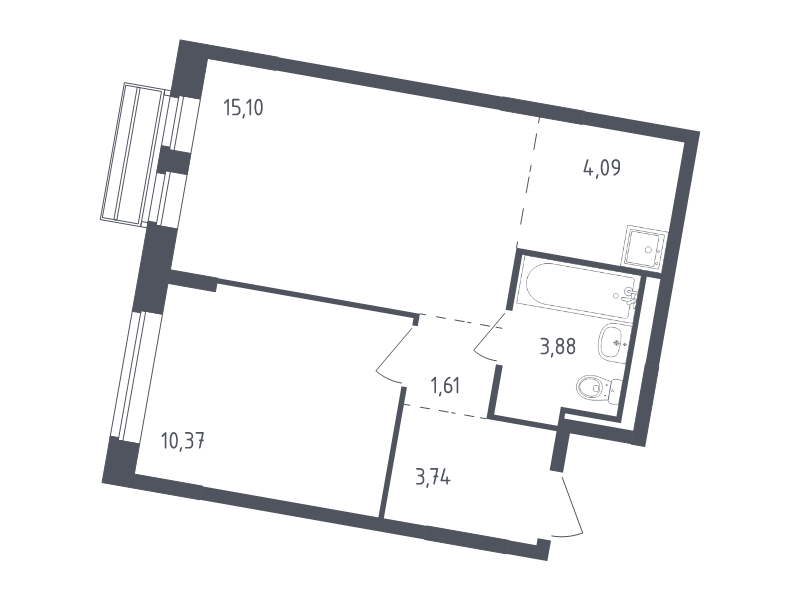 2 ккв (Евро) 38,5 м²