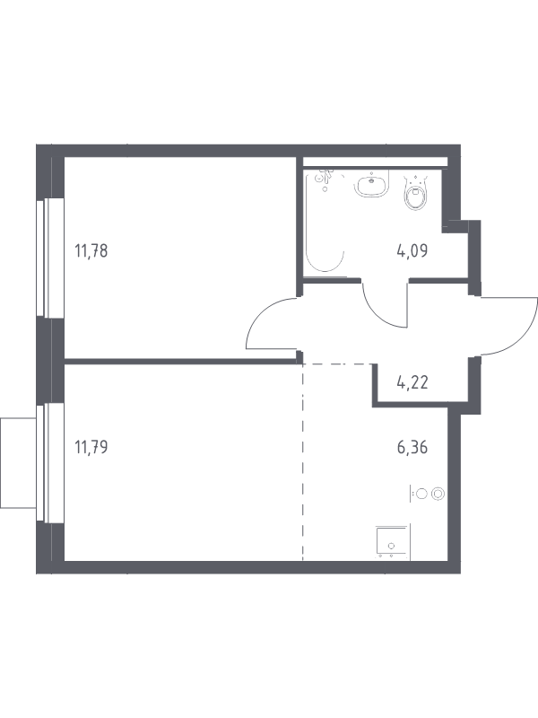 2 ккв (Евро) 38,2 м²