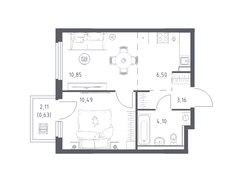 2 ккв (Евро) 35,7 м²