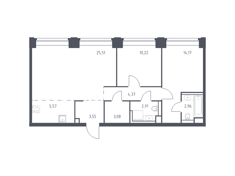 3 ккв (Евро) 72,3 м²