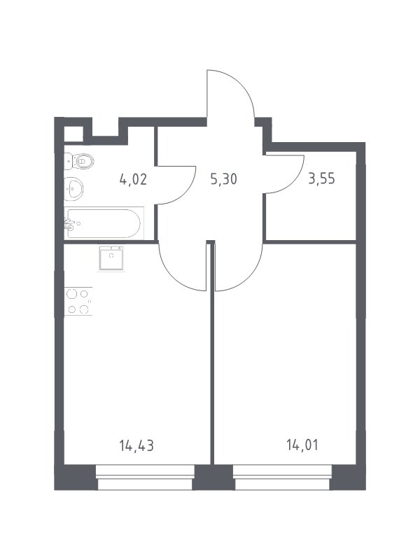 1 ккв 41,3 м²