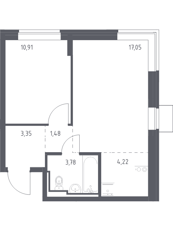 2 ккв (Евро) 40,8 м²