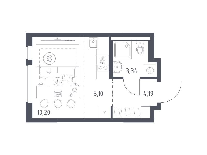 Студия 22,8 м²