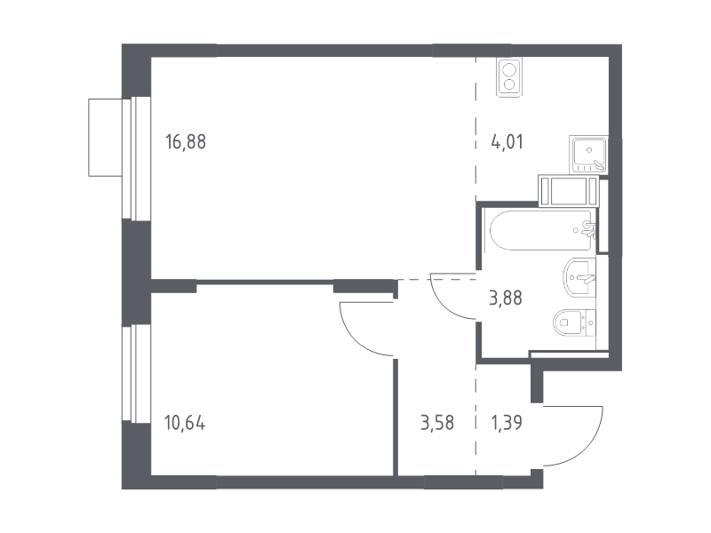 2 ккв (Евро) 40,4 м²