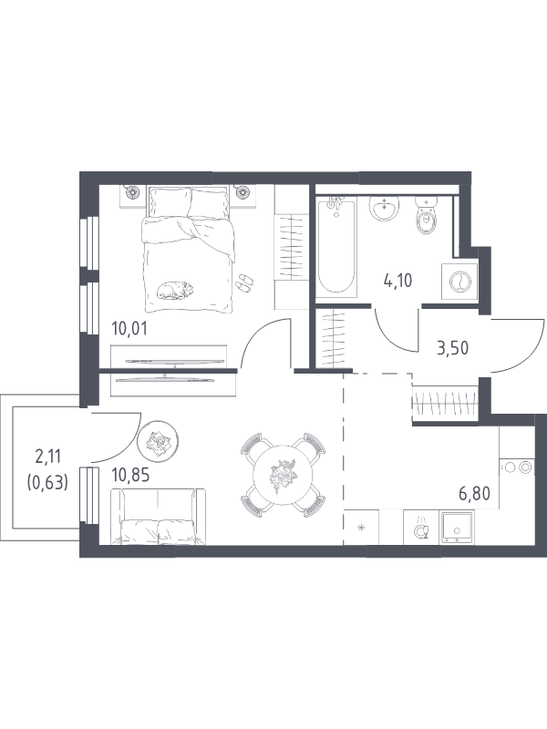 2 ккв (Евро) 35,9 м²
