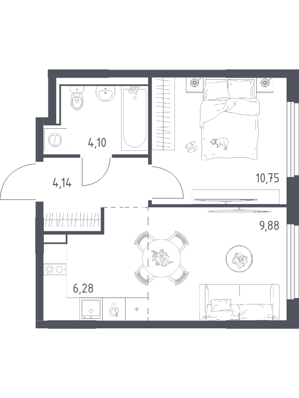 2 ккв (Евро) 35,2 м²