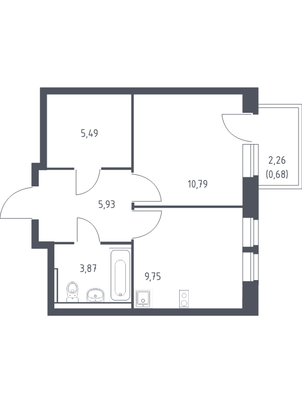 1 ккв 36,7 м²