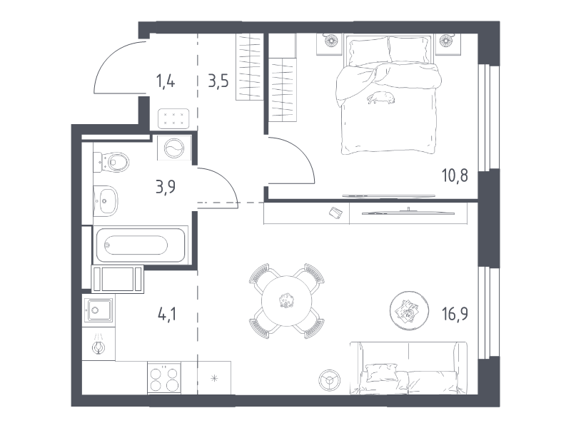 2 ккв (Евро) 40 м²