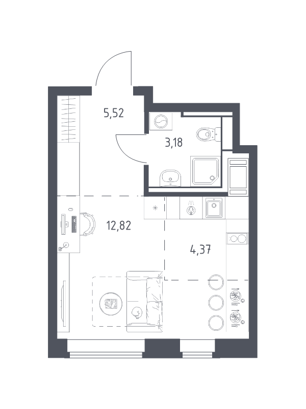 Студия 25,9 м²