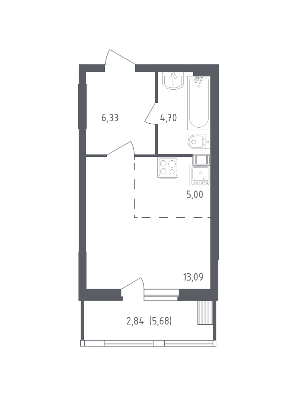 Студия 31,6 м²