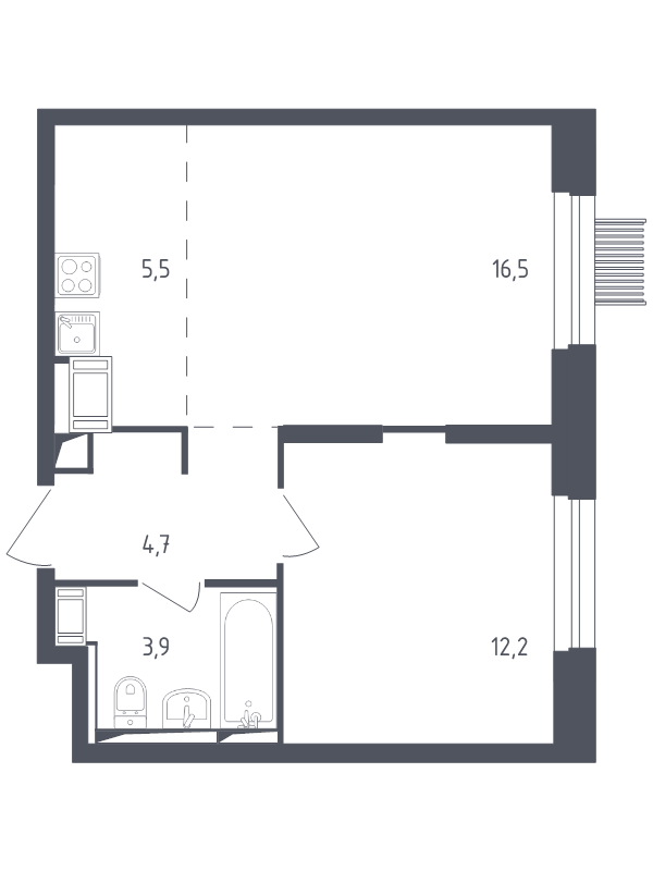 2 ккв (Евро) 42,2 м²