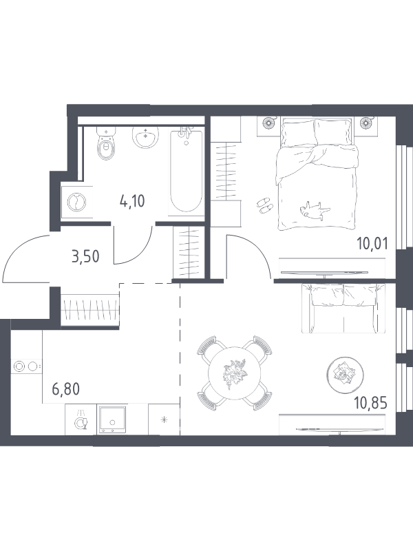 2 ккв (Евро) 35,3 м²